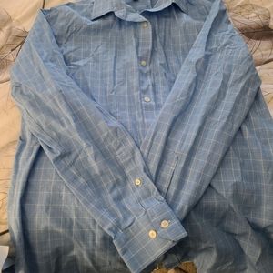 NWOT Men's blue plaid button down